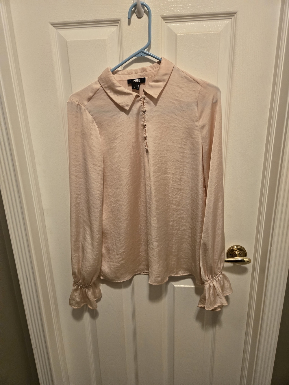 Paige Pink Ruffle Cuff Collared Blouse - Picture 1 of 3